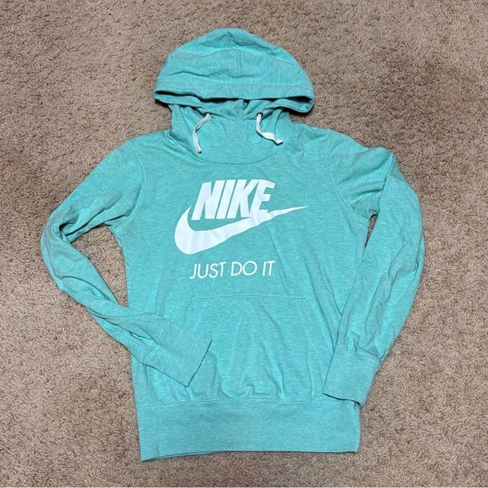 Nike Hooded Pullover Blue Green Mint Cowel neck Lightweight weight Small